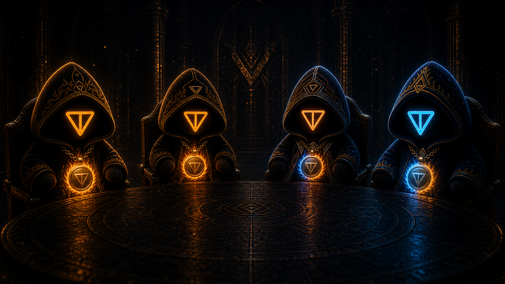 The Grand Council revealed inside the $TCULT chamber.